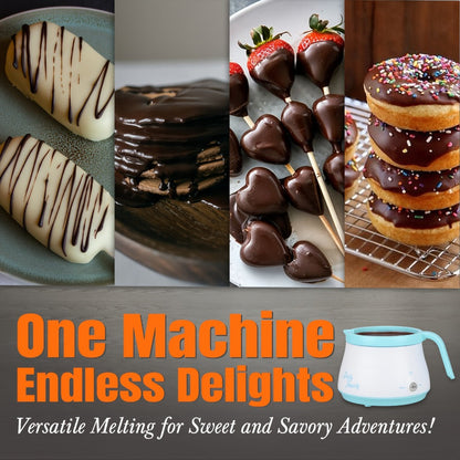 Electric Fondue Pot Chocolate Melting Pot with 2 Pots for Candy & Chocolate - 2.5 Cup Capacity, Non-Stick Dual Melting Pots for Cake Pops, Cookies, Cakes & Dipping, Easy to Use & Clean, Perfect Gift