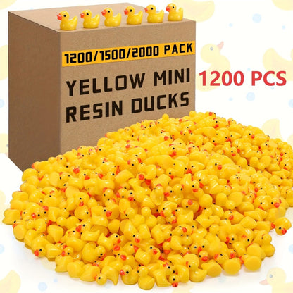 Mini Rubber Ducks Bulk 1200pcs – Tiny Yellow Resin Duck Figures for Hide & Seek Prank, Cruise Ship Duck, Dollhouse Decor, Miniature Garden, Halloween Party Favor & Gift