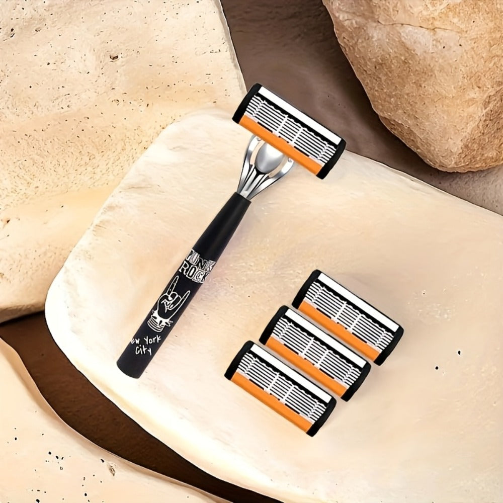 Safety Razor Kit 2 Handles 72 Double Edge Replacement Blades - Classic Wet Shaving Razor Set with Non-Slip Ergonomic Grip for Close Clean Shave Men Face Neck Head Body Grooming