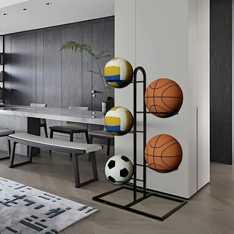 Basketball Storage Rack 3 4 5 Layer | Sports Ball Display Stand for Basketball Football Volleyball | Freestanding Ball Holder Organizer for Home Gym Garage Indoor Outdoor Use