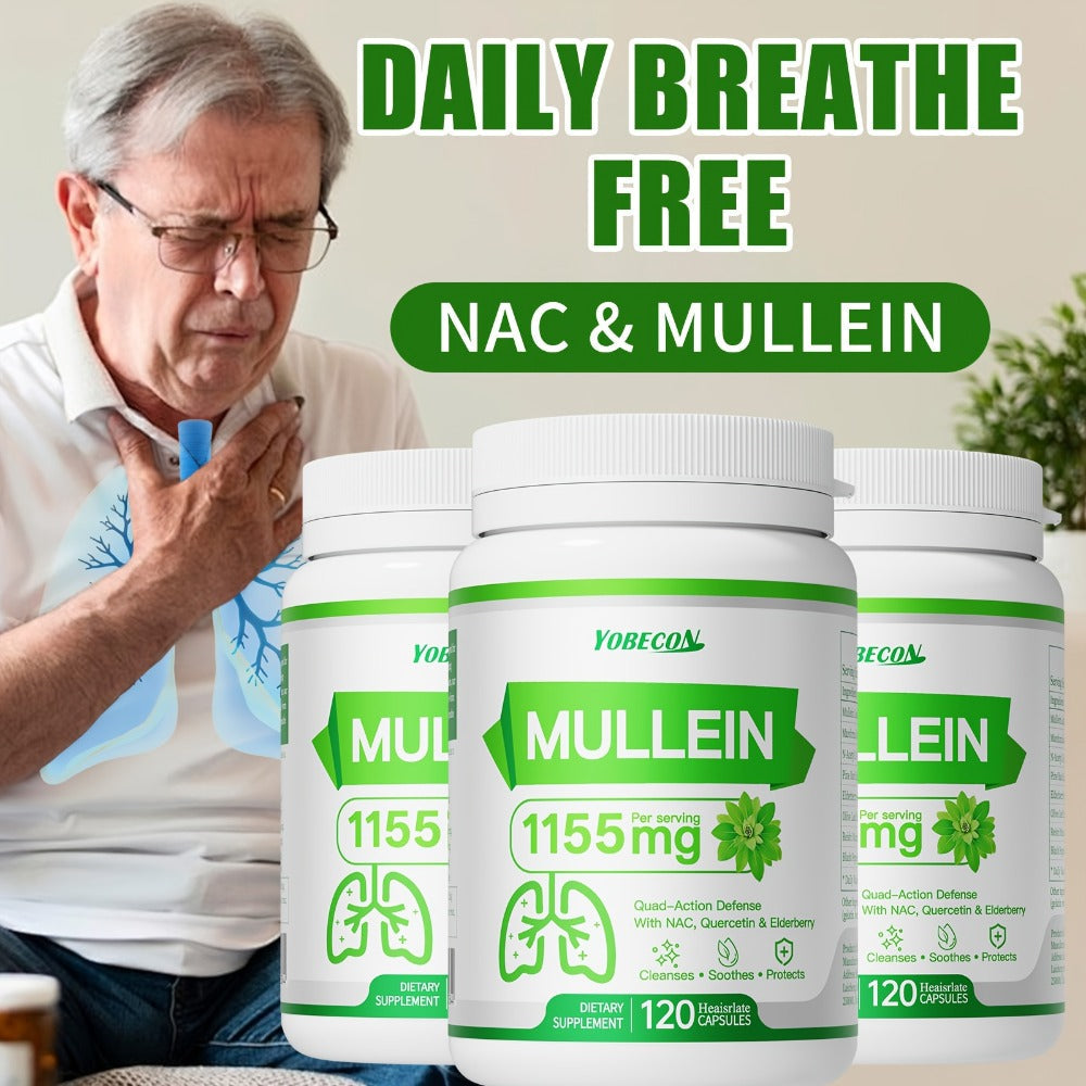 Lung Cleanse Capsules 120 Count with Mullein & NAC for Respiratory Support, Airway & Breathing Comfort, Immune Health, Seasonal & Year-Round Supplement for Adults