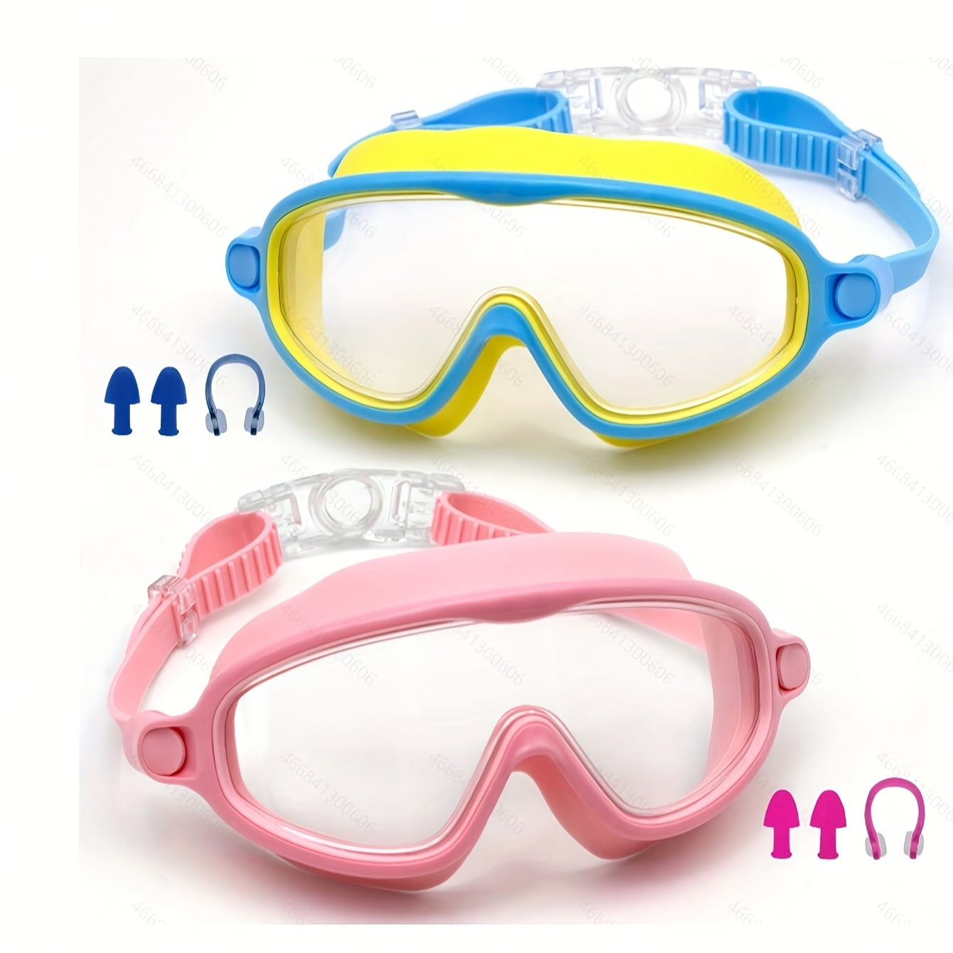 HD Swim Goggles Set 2-Pack – Anti-Fog, Leak-Proof Silicone, Includes Earplugs & Nose Clips | Adjustable Fit for Beginner & Training