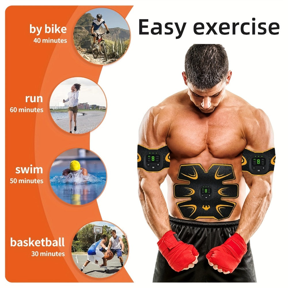 EMS Muscle Stimulator Trainer Patches – 8 Modes 19 Intensities Fitness Exerciser for Arms, Legs & Body Toning, Electric Muscle Training Pad for Home Gym Workout