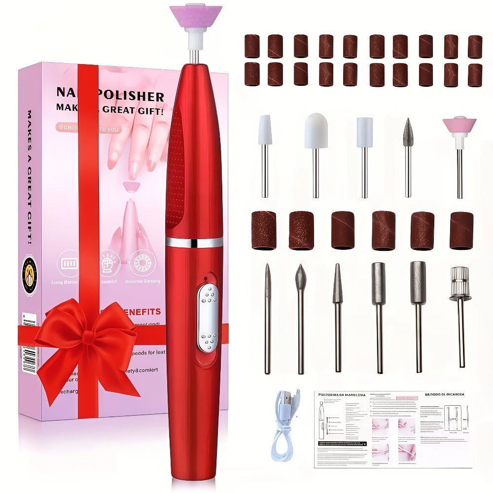 Nail Drill Kit 20000 RPM Variable Speed 11 Interchangeable Bits Electric Nail Grinder Portable Lightweight for Acrylic Gel Nails Pedicure Polishing Removal Salon Home Use Red Rose Gold