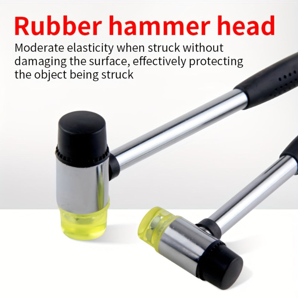 Double-Head Rubber Mallet – Plastic Installation Hammer with Rubber Handle, Rebound-Proof Soft Mallet for Floor Installation, Tile, Jewelry, Leather Crafts & Woodworking (25/30/35/40mm)