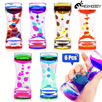 Liquid Motion Bubbler Timer 6 12 Pack Sensory Fidget Toys for Kids Adults, Colorful Liquid Hourglass Desk Toy for Stress Relief, Party Favors Classroom Prizes Christmas Stocking Stuffers for Boys Girls