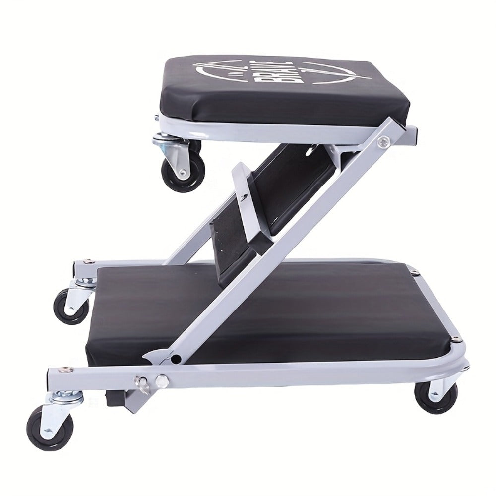 Mechanic Creeper Seat 3-in-1 Heavy Duty 36" – Folding Crawler with Adjustable Z-Seat, 6 Lockable Casters, 350–650 lb Capacity for Auto Repair