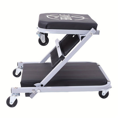 Mechanic Creeper Seat 3-in-1 Heavy Duty 36" – Folding Crawler with Adjustable Z-Seat, 6 Lockable Casters, 350–650 lb Capacity for Auto Repair