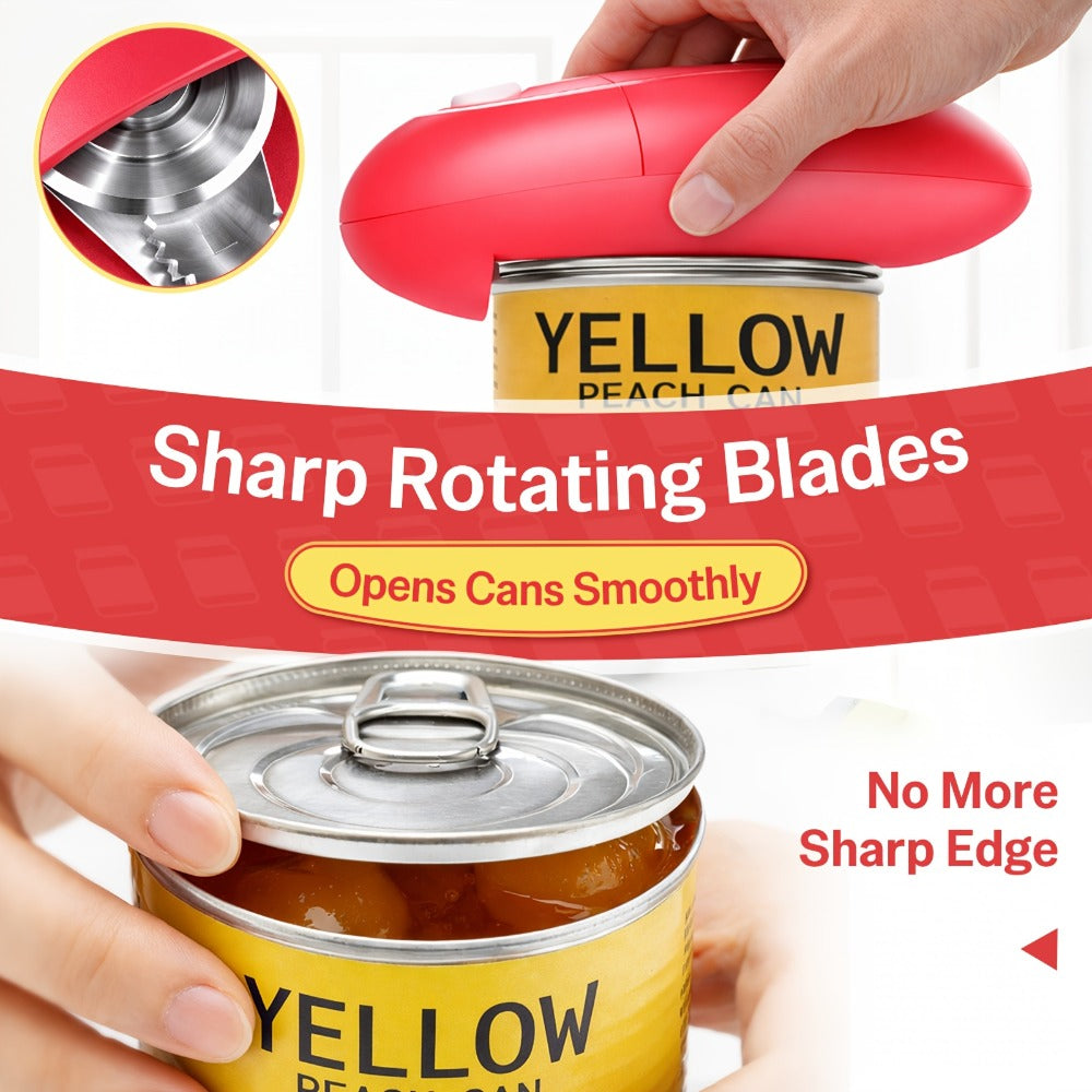 Automatic Can Opener Hands-Free | Electric Battery-Powered One-Touch Can Opener for All Can Sizes, Safe Smooth Edge, Food-Safe Portable Kitchen Tool – No Sharp Edges, Easy to Use, Multiple Colors