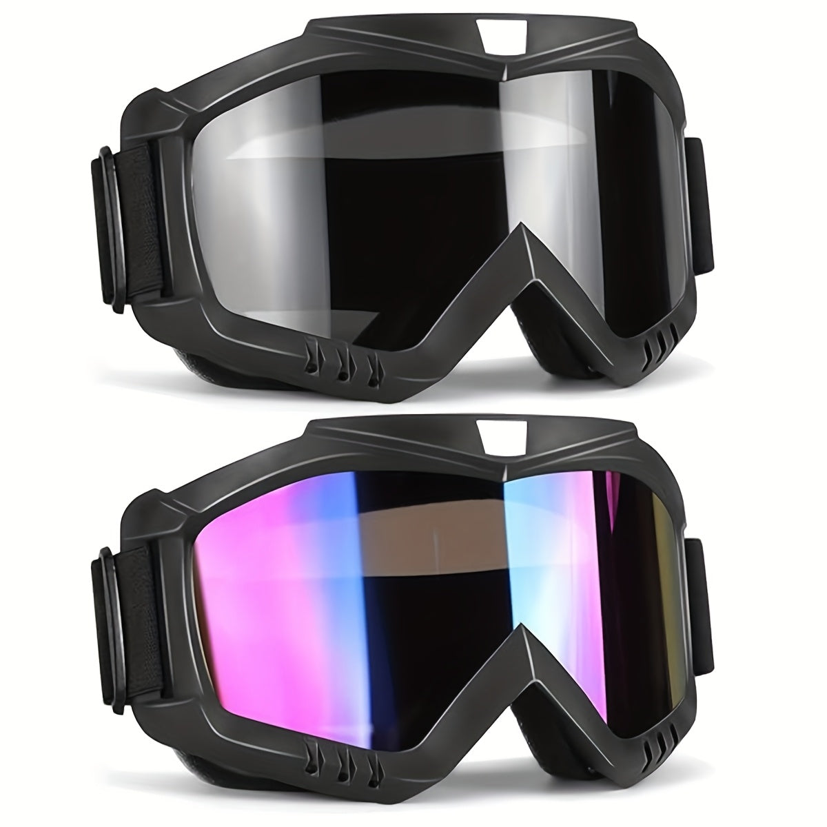 Ski Goggles 2-Pack Unisex UV400 Anti-Fog TPU Frame Adjustable Elastic Strap Snow Goggles for Skiing Snowboarding Ice Hockey Alpine Skiing – Fits All Face Shapes
