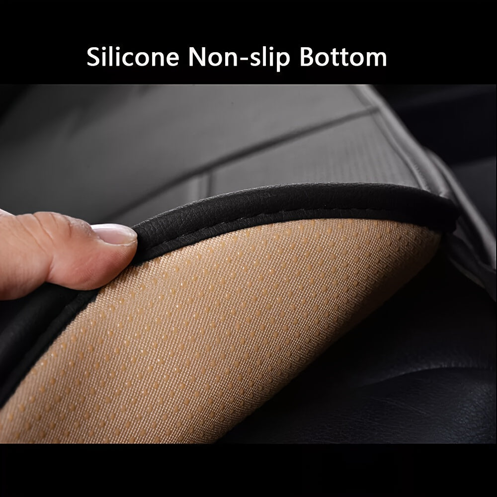 Premium PU Leather Car Seat Covers - Universal Fit, Full Surround Front Seat Cushion Protector, Breathable & Machine Washable, Durable, Padded, And Easy to Install, Available In Beige/Black/Gray