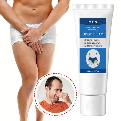 Men's Intimate Deodorant Odor Control Cream 1.76oz 50g — Long-Lasting Gentle Formula Safe for Private Parts Delicate Areas Groin Body Odor Eliminator Daily Grooming