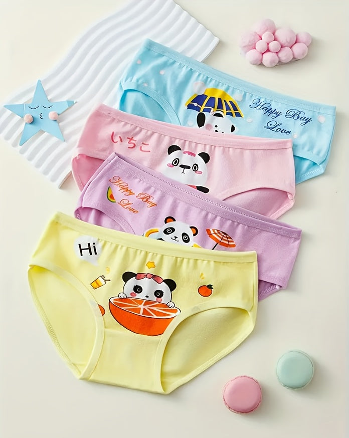 Girls' Cotton Briefs - Assorted Cute Cartoon Prints