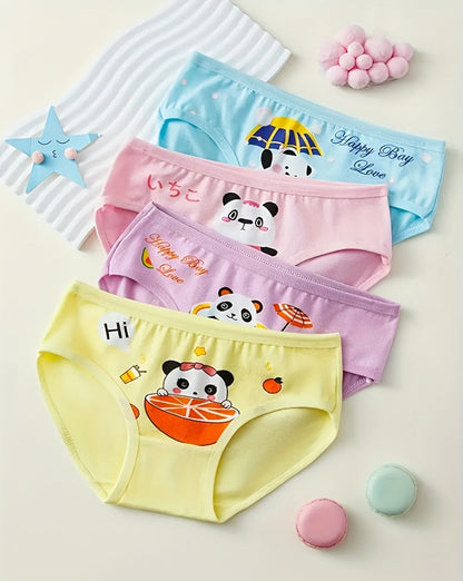 Girls' Cotton Briefs - Assorted Cute Cartoon Prints
