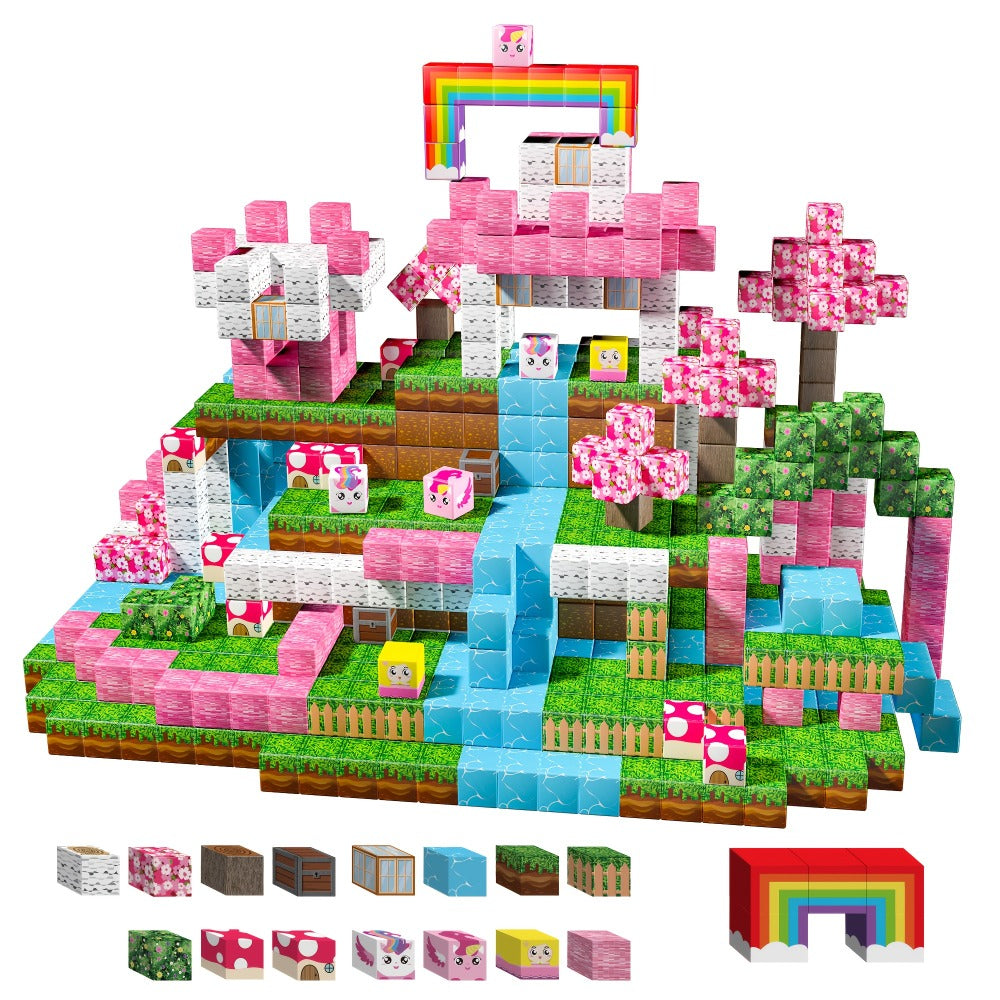 Magnetic Building Blocks Unicorn STEM Toy 48 or 110pcs – Magnetic Tiles for Toddlers Girls Ages 3+, Sensory Learning Toy, Birthday Gift, Multicolor Magnetic Cubes Set