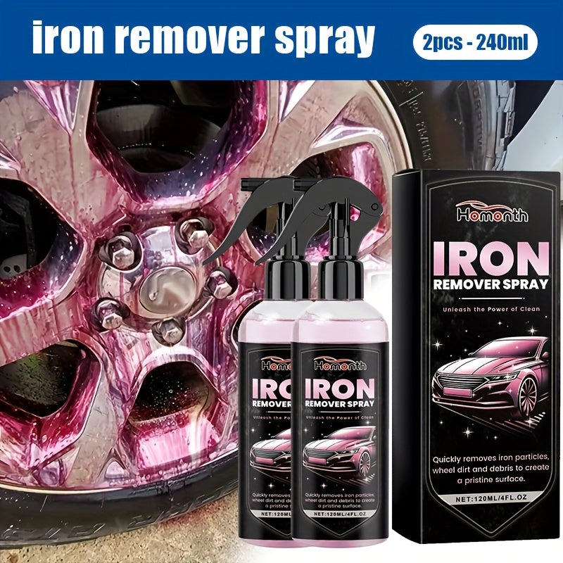Set of 2, 120ML/4OZ Powerful Iron Eliminator for Car Detailing - Wheel And Brake Cleaner for Thorough Cleaning