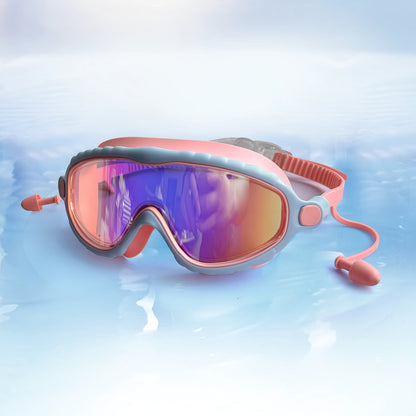 Kids Swim Goggles with Earplugs Anti-Fog Waterproof Ages 3-14