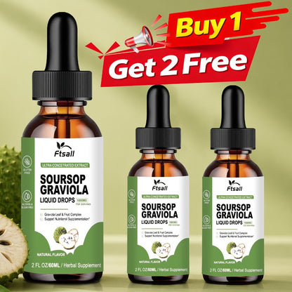Soursop Bitters Liquid Drops 1800mg with Graviola Leaf & Fruit Extract — High-Absorption Natural Herbal Formula | Digestive Immune & Antioxidant Support | Gluten-Free Sugar-Free | 2 Fl Oz