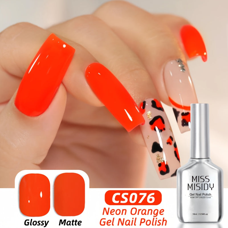 Gel Nail Polish Neon Orange Jelly Translucent Milky Sheer 0.54oz UV LED Soak Off — Long Lasting Chip Resistant CS076 Summer Ombre Jelly Nails DIY Nail Art for Women Home Salon