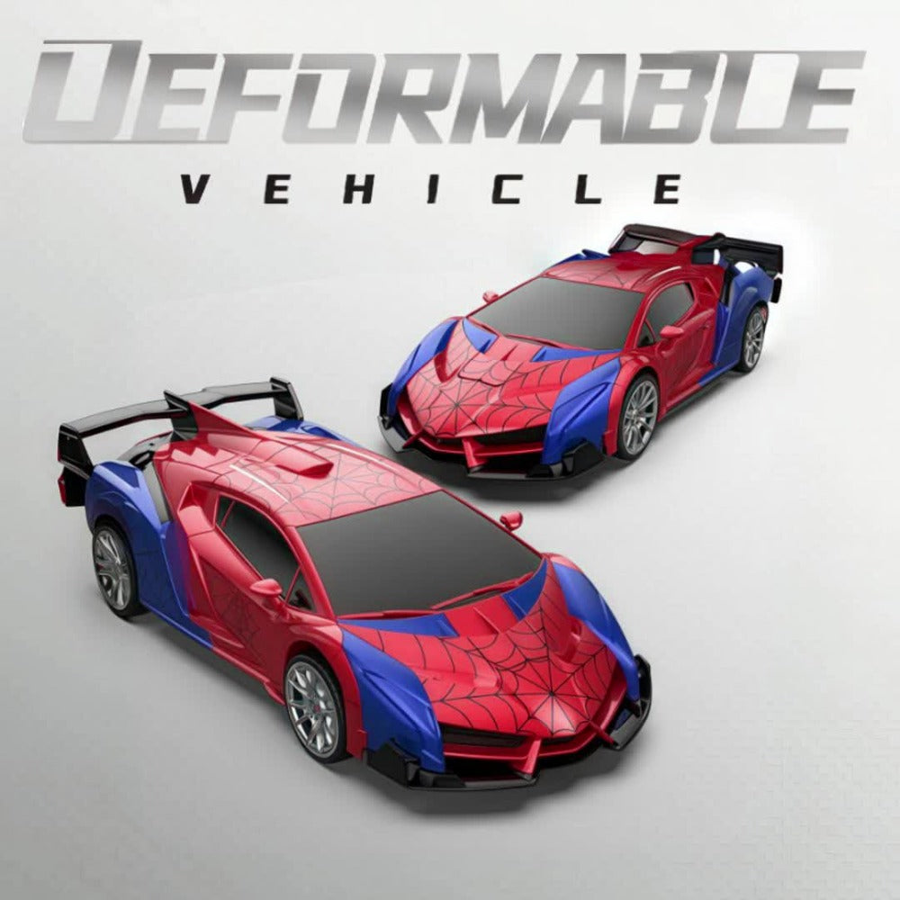 Spider Robot RC Car for Kids 1:18 with LED Lights – One-Button Transform Police Car Stunt Toy, 2.4GHz 45M Range 360° Drift Deformation Vehicle for Boys & Girls Ages 3 4 5 6, Birthday Christmas Gift