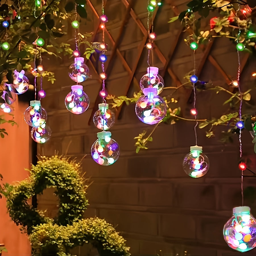 118.11" Wishing Ball String Lights with Remote Control, 2025 New Model, 8 Lighting Modes, 108 Leds, 12 Wishing Balls, Wall-Mounted, Plastic, for Home Gatherings, Party, Indoor Holiday Decorations, Car Additions, Room Decor, Mother'S Day Gifts
