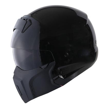 Convertible Motorcycle Helmet Full Face & Open Face 2-in-1 – Detachable Visor, Face Mask & Smoked Shield, Aerodynamic Thermoplastic Shell, Classic Style, Adult S/M/L/XL