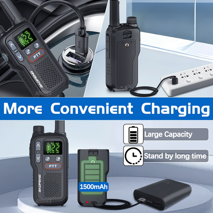 FRS Two Way Radio Rechargeable, BAOFENG BF-T18 Walkie Talkies Long Range with NOAA Weather Alert, VOX Hands-Free, 1500mAh USB-C Battery, LED Flashlight, for Hiking Camping Outdoor Adults 2 Pack