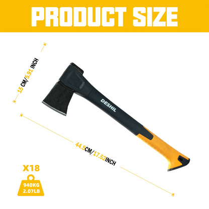 Carbon Steel Camping Hatchet Wood Splitting Axe – Teflon-Coated Forged Steel Blade, Shock-Absorbing Fiber Handle, Anti-Rust & Non-Slip, 4 Sizes (14"/18"/24"/28") for Camping, Firewood & Gardening