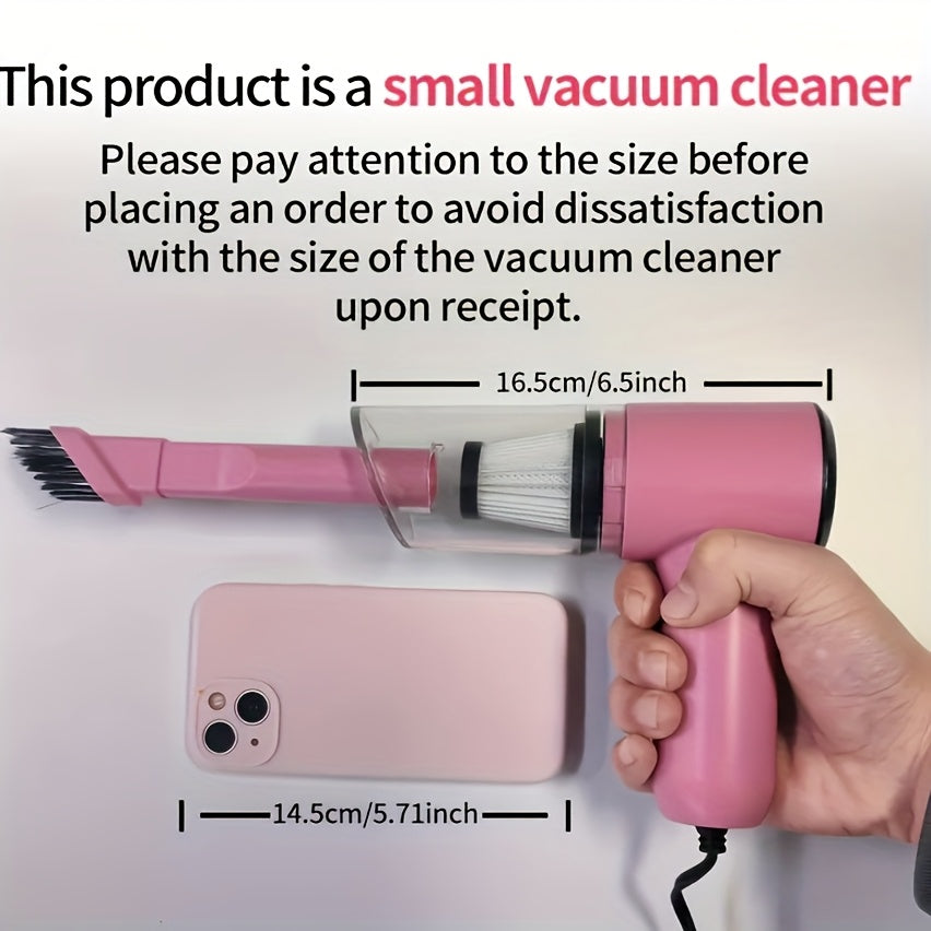 12V Compact Handheld Car Vacuum - Powerful, Wired for Easy Dust & Pet Hair Removal - Includes Accessories Kit - Silent Operation