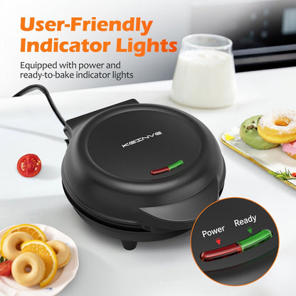Mini Donut Maker Machine 7 Slots - Non-Stick Electric Donut Maker for Kids, Quick Breakfast Snack Dessert Baking, Makes 7 Mini Donuts