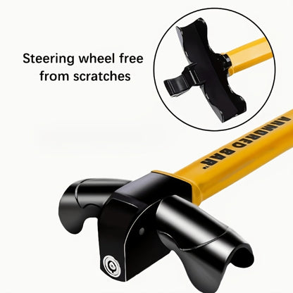 Universal Car Steering Wheel Lock Anti-Theft T-Bar – Heavy-Duty Thick Steel, Cut-Resistant, Computer-Coded Crescent Cylinder, Stops Keyless Entry Robbery, Fits All Vehicles, Includes 2 Keys