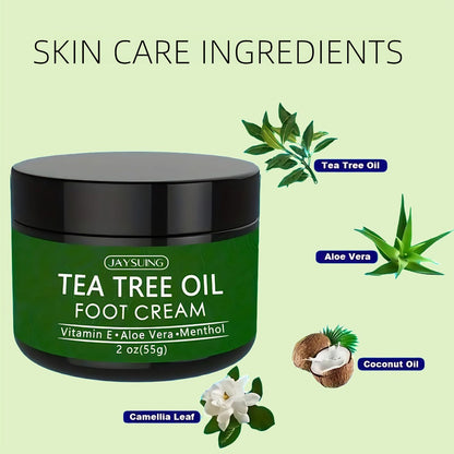 Tea Tree Oil & Coconut Oil Foot & Hand Cream 2-Pack – Deep Moisturizing for Dry Cracked Heels, Rough Hands & Calluses | Vitamin-Enriched Soothing Skin Care Formula for Women & Men