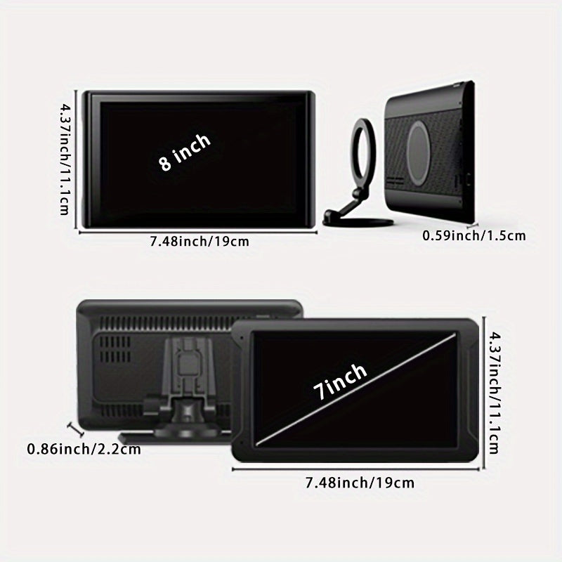 8-Inch Wireless Car Navigation with Carplay & for Android Auto - HD Touchscreen, Magnetic Mount, Wireless, Mirror Link, FM Radio, AUX/USB/TF Card Slots, Backup Camera for Cars car accessories