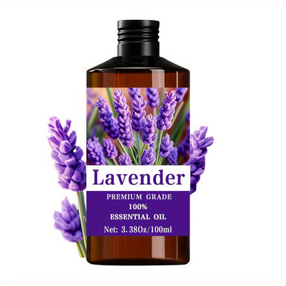 Lavender Essential Oil 100ml 100% Pure Natural — Sleep Aid Relaxation Stress Relief Aromatherapy Diffuser Massage Nail Hair Skin Care Calming Herbal Scent Gift Men Women 3.38oz