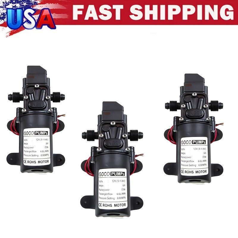 1/2/3pcs 12V Self Priming Sprayer, 130PSI High Pressure Portable Electric Water Pump, Durable ABS Material, for Camper Van, Car Wash, Tap Water Pressurization, Fish Tank, Bath, RV, And More, Without Battery