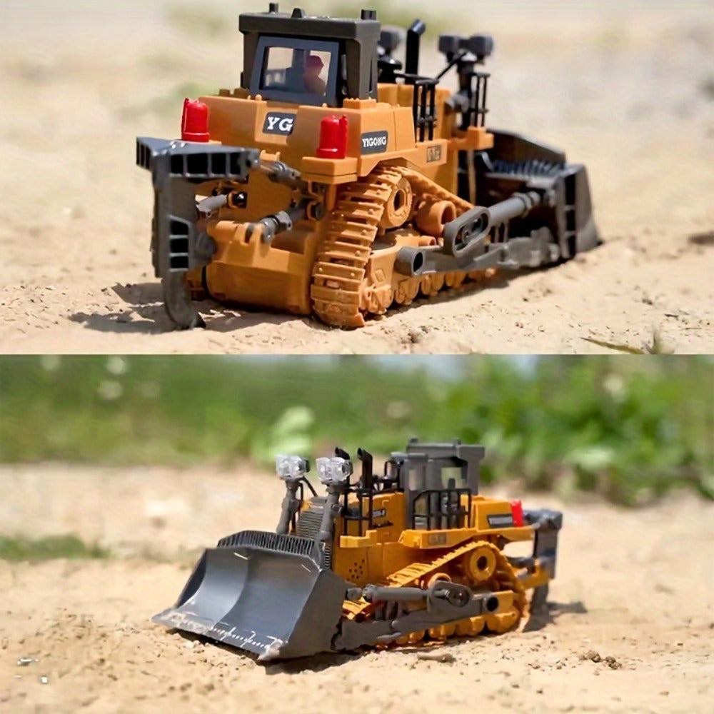 RC Construction Vehicle Toy Set 2.4GHz Remote Control Excavator Bulldozer Dump Truck Loader with Alloy Head LED Lights & Sounds – Engineering Toy for Boys Girls Kids Ages 6+ Birthday Christmas Gift