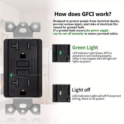 GFCI Outlet 20 Amp Tamper Resistant WR Weather Resistant with Wall Plate ETL Listed LED Indicator Test Reset Button Ground Fault Circuit Interrupter for Bathroom Kitchen Garage 2 4 6 10 20 Pack Black White