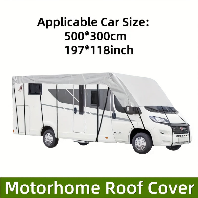 RV & Motorhome Cover, Polyester Travel Trailer Protector, Snow Frost Leaf Dust Rain Sun Protection, with Convenient Storage Bag, Adjustable Straps + Hooks, Easy Installation RV & Trailer Covers