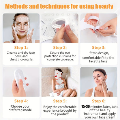 Red Light Therapy Face Mask – 7-in-1 LED Device for Face, Neck & Chest, 95 Beads 650nm & 850nm Dual Wavelength, Flexible Soft Silicone, Remote Control, Anti-Aging Home Spa Beauty Gift for Women