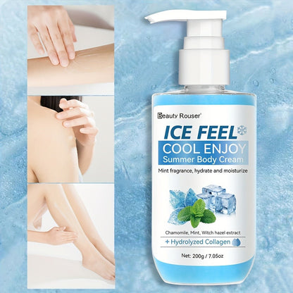 Mint Extract & Hydrolyzed Collagen Cooling Body Cream - Refreshing Hydrating Moisturizer for Dry Rough Skin, Non-Greasy Lightweight Hypoallergenic Formula, All Skin Types, Unisex Daily Use