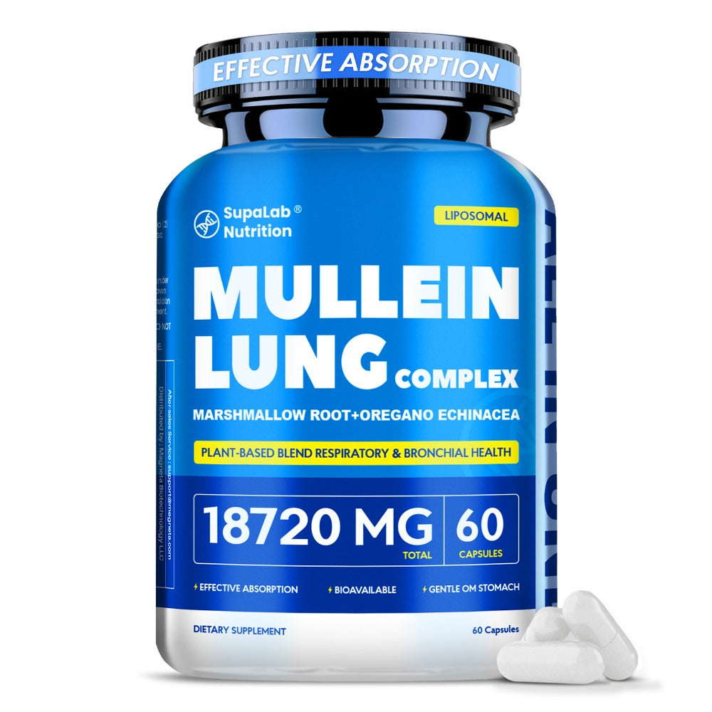 Mullein Leaf Capsules 12000mg with Quercetin — Lung Health & Respiratory Support | Bronchial Breathing Ease, Immune Defense & Seasonal Allergy Comfort | Natural Herbal Formula | 60 Capsules