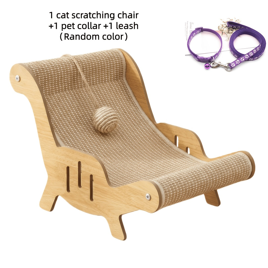 Cat Scratcher Lounge Pad Large Upgraded Sisal for Indoor Cats - Durable Stable Cat Furniture Scratch Board & Resting Mat, Combo Set Available with Leash & Collar