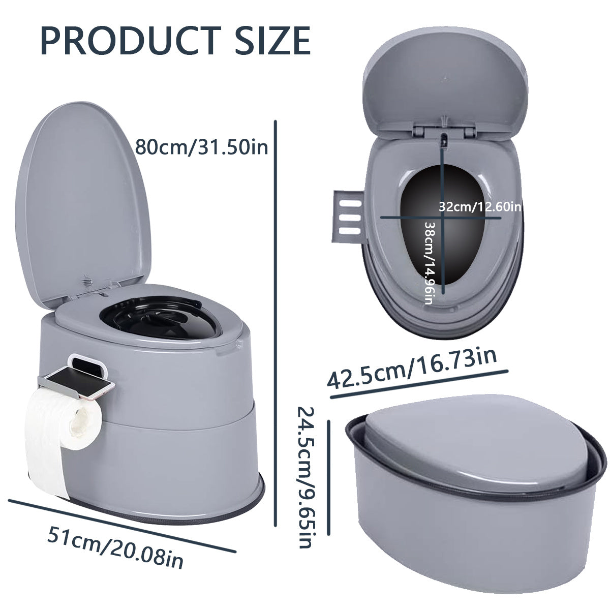 Portable Camping Toilet for Adults Extra Large Tall Spacious with Lid Hygienic Outdoor Travel Toilet for Car Hiking Beach Camping Fishing Emergency Use Heavy Duty Portable Potty