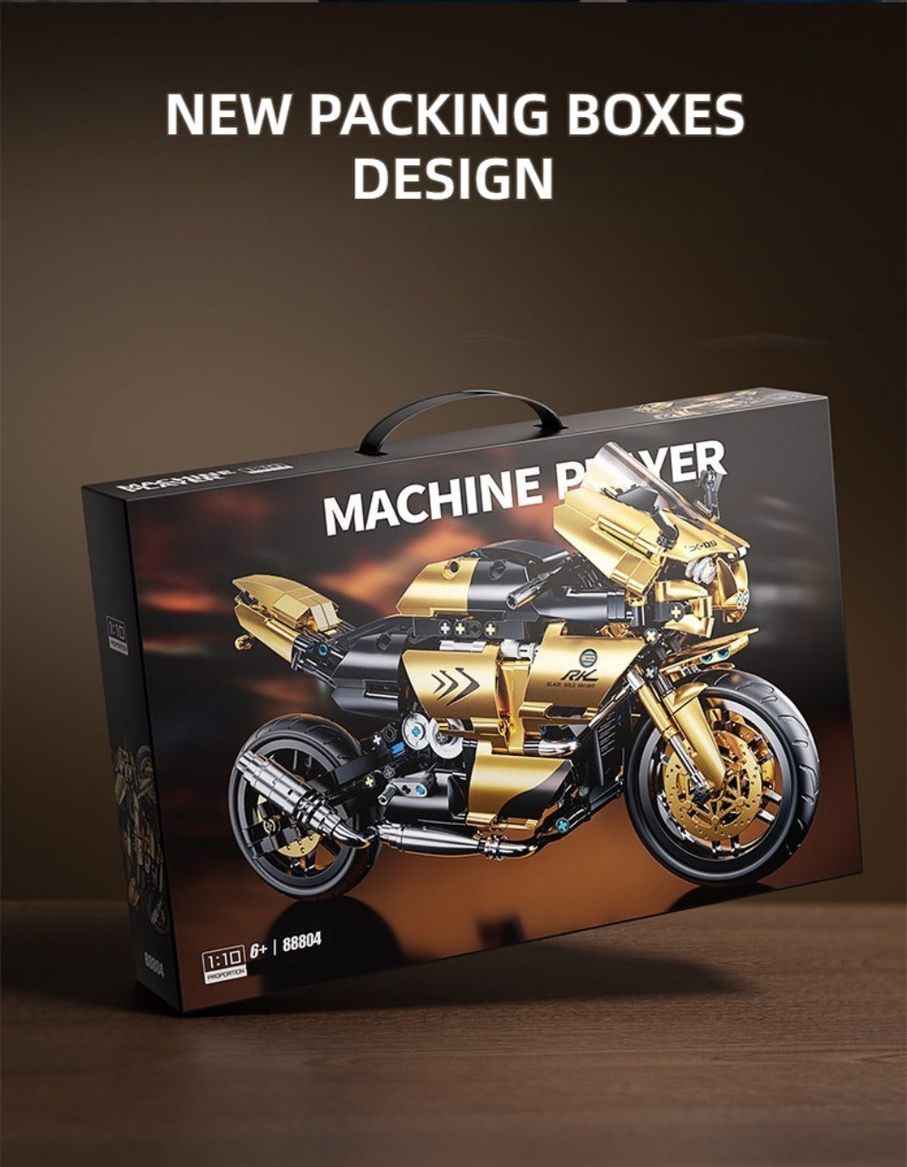 1000PCS Motorcycle Building Blocks 1:10 Scale DIY Black & Gold Motorbike Model Kit – Adult Collector Display Ornament, Exquisite Detail Assembly, Unique Gift for Men Motorcycle Enthusiasts Ages 14+