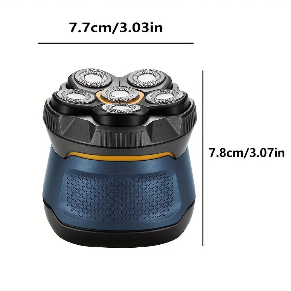 6D Floating Head Bald Head Shaver Self-Cut Electric Hair Clipper — 10W High Power 1400mAh USB-C Charging LED Display Two-Speed Travel Lock Men's Head Grooming Tool