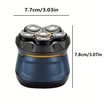 6D Floating Head Bald Head Shaver Self-Cut Electric Hair Clipper — 10W High Power 1400mAh USB-C Charging LED Display Two-Speed Travel Lock Men's Head Grooming Tool