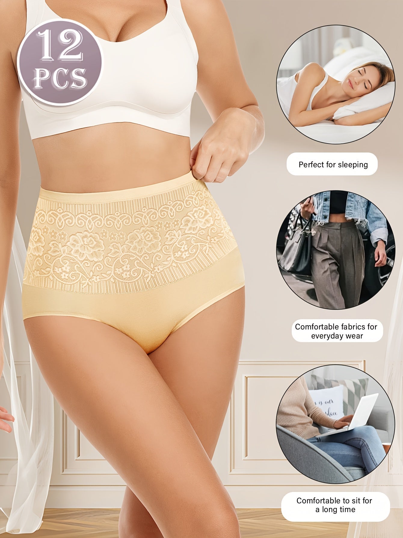 Women’s 12-Pack High-Waist Shapewear Briefs - Tummy Control Support