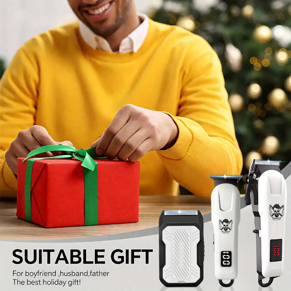 Cordless Hair Clipper Set for Men USB Rechargeable Electric Shaver with LED Display - Professional Grooming Kit 2 or 3 Piece Wireless Hair Trimmer for Home & Travel Gift