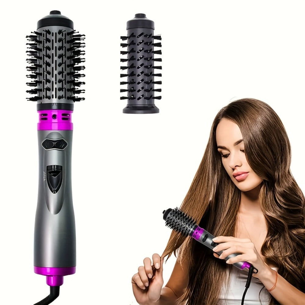 Rotating Hot Air Brush 2-in-1 Auto Curl & Straighten Styling Comb — One-Step Salon Blowout Results at Home, Works on All Hair Types, Available in Red & Purple