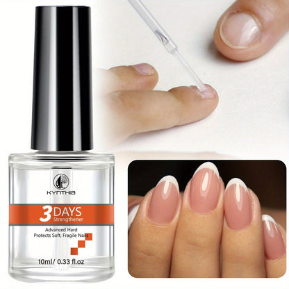 Vitamin Nail Strengthener 3-Day 10ml Alcohol-Free Formula – Prevents Breakage Peeling & Chipping, Nail Hardener for Soft Thin Brittle Nails, Strengthens & Protects Daily Nail Treatment for Women